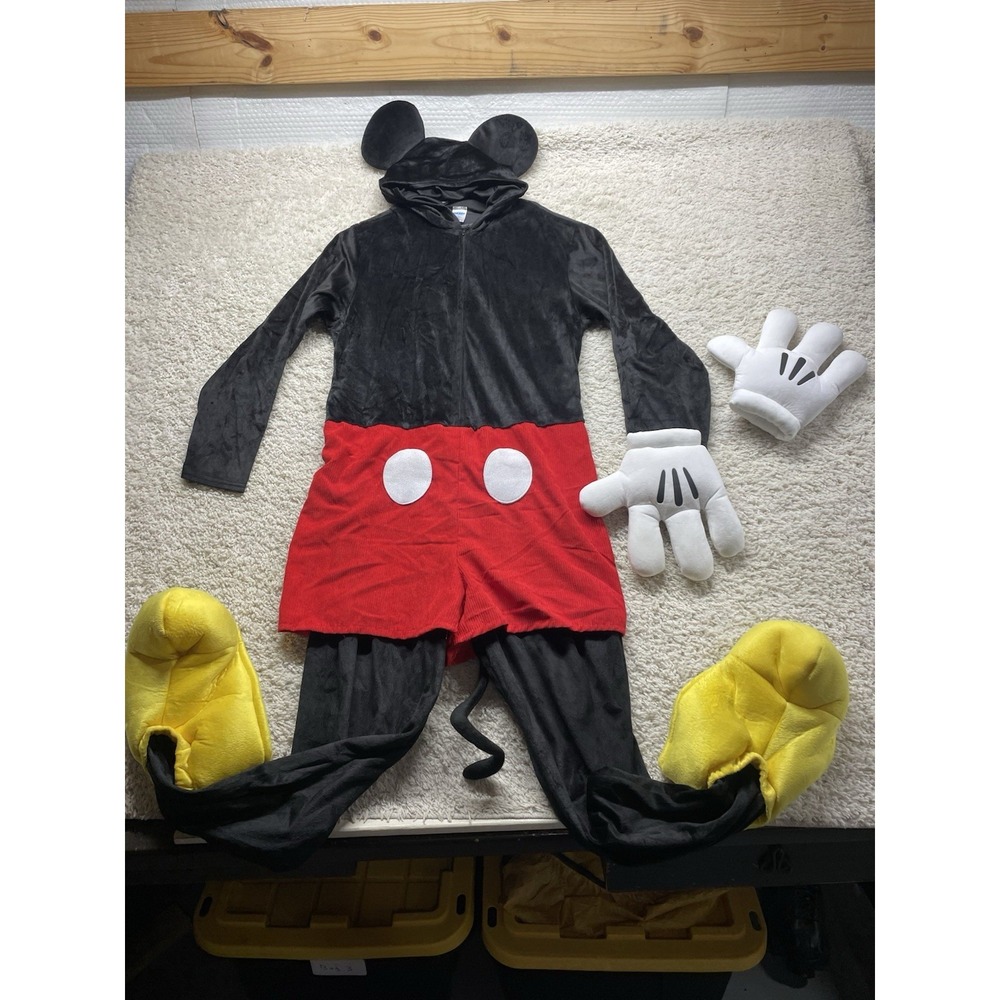Adult Disney Mickey Mouse Costume With Plush Gloves mens S/M